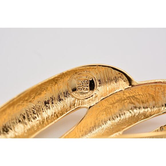 Givenchy Vintage Pin Brooch 4" Large Gold Tone Abstract Wave Chunky Signed BinAT - Picture 11 of 12